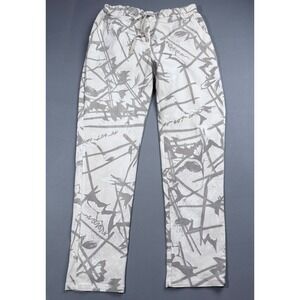 Made In Italy Abstract Camo Print‎ Pants Drawstring Waist Casual Beige Size S